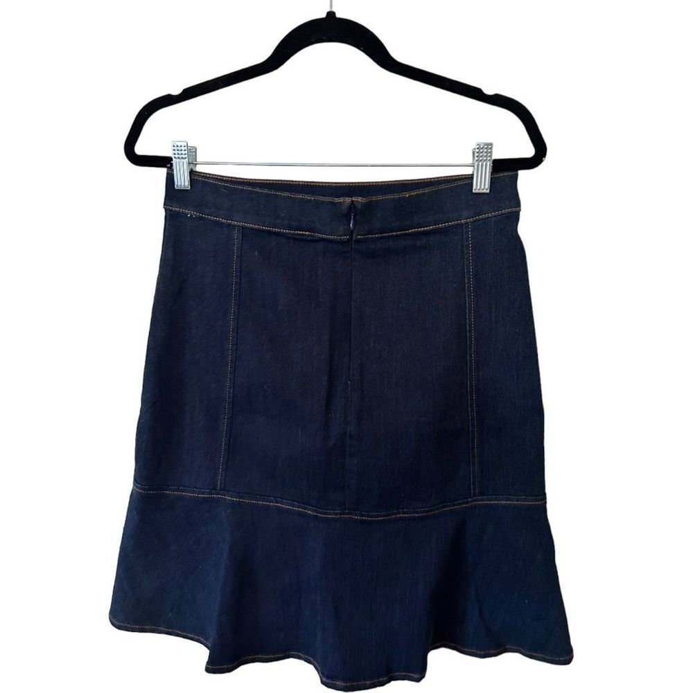 Ann Taylor Back Zipper Closure Dark Wash Denim A-Line Skirt Blue Size 4 Classic - Picture 6 of 15